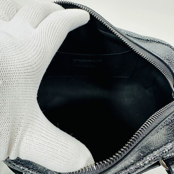 NWT Versace Virtus Black Metallic Textured Leather Top Handle Crossbody Bag - Picture 8 of 13